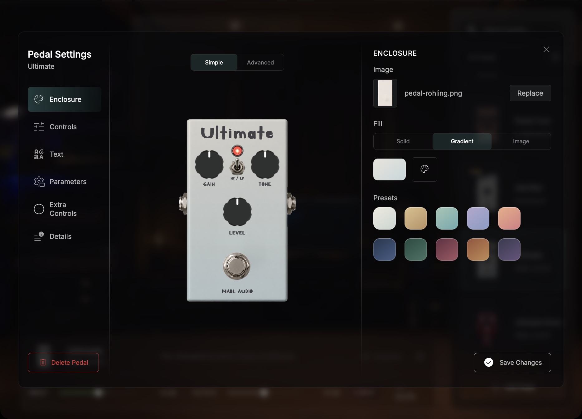 Pedal Builder Simple pedal editor